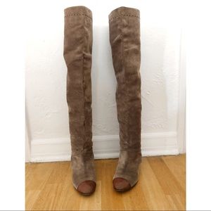 Suede Chloe Over The Knee Boots - Light Brown